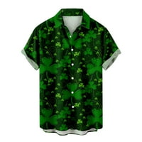 TKLPEHG majice kratkih rukava za muškarce St. Patrick's Day Print Casual Rever Bluze Labavi fit košulje