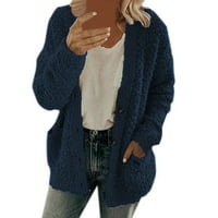 Huaai ženski povremeni otvoreni prednji lagani kardigan s dugim rukavima dugim džepovima džemper za