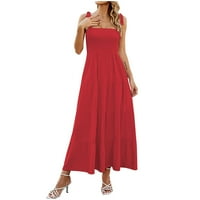 Polo haljine za žene modne žene ljetno casual tisak V-izrez camis bez rukava duga haljina skine haljina crvena xxl