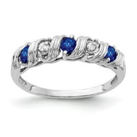 Čvrsti 14K bijeli zlatni safir plavi rujan dragi dijamantni angažman prsten veličine 7