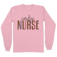 Srčana medicinska sestra Leopard Print Dugih rukava Majica Unise 2x-velika ružičasta