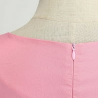 Haljine za žene ženske duboke V-izrez kratki rukav s kratkim mini haljinama kratkim pleatori mini chemise ružičasti l