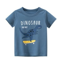Dečiji dečji dečji dečaci crtani dinosaur kratkih rukava Crewneck T majice na vrhu tee odeće za plavu