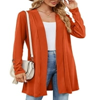 Ženska odjeća otvorena prednja jakna Pleteni džemper od kardigana labavi kaput odmori narančasto crveno