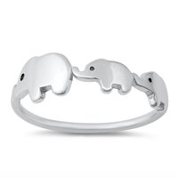 Porodični prsten slona. Čvrsti sterling srebrni bend nakit ženskog muškog unise veličine 7