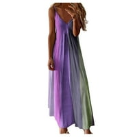 Ženske haljine Maxi Ležerne prilike bez rukava od ispisane haljine purple l