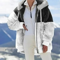 Zimske šerpa jakne za žene Fleece Fuzzy Fau krzneni kaput patchwork plus veličine Dukserica Zip up prevelizirani