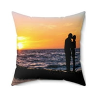 Plaža na zalasku sunca dijele poljubac jastuk od poliestera kvadratni jastuk