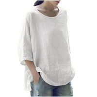 Kukoosong Plus size za žene, ženske ležerne orez pune boje labavog pamučne vrhove bluza majica, trendi