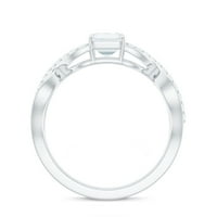 Emerald Cut Moissanite Solitaire zaručni prsten, širok beskonačni prsten za žene, srebrna srebra, SAD