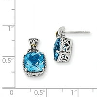 Shey couture qtc sterling srebrna sa minđušama zlatne plave Topaz 14k, antikvitetom