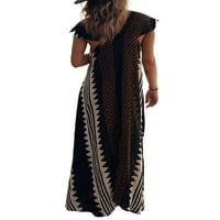 Haite Dame duge haljine Geometrijski print Maxi haljine V izrez Ljeto plaža Sunderss Holiday party kratki