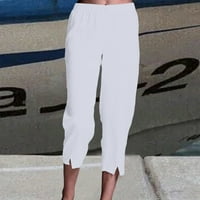 Amousa ženske modne čvrste boje casual pantalone pamučne konopke tanke prozračne pantne noge prorezne
