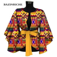Modna afrička odjeća za ženska bluza Elegantna V izrez sa pojasom Ankara Štamparija Butterfly dugih