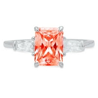 2.0ct smaragdni rez crveni simulirani dijamant 14k bijeli zlatni godišnjički angažman kamena prstena