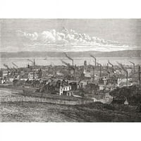Dizajn slike DPI prikaz Dundee Scotland iz zakona u 19. stoljeću kada je grad imao preko mlinova Jute