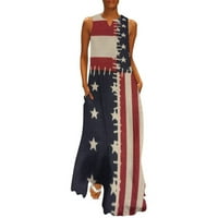 Američka zastava MAXI haljina za žene Patriotsko tiskane duge haljine ljeta Ležerna Consual 4. jula