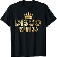 Disco King, Funky Vintage 70s 80s TEE za plesne zabave Majica Crna 4x-velika