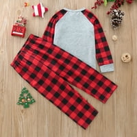 Hanas roditelj-dijete odijelo Božićni otisci Porodični podudaranje dugih rukava + hlače postavljene božićne pidžame za obiteljske utakmice