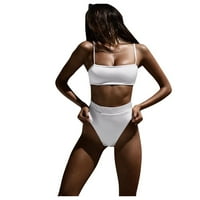Bikini visoki struk dva remena ženskih kupaćih kostimi bijelih XL