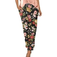 Corashan ženske cvjetne tiskane pantalone elastične struke ravne noge uskim hlačama pantalone