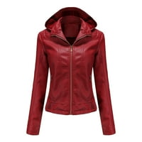 FESFESFES kožna jakna za ženske jakne s dugim rukavima Slim Fit Winter Parkas Outerwear FAU kožni kaputi