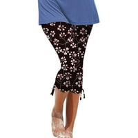 Žene cvjetne rastezanje Yoga hlače Ljeto Dužine kej-dužine Capri hlače Plaža Workout Joggers, Purple,