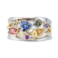 Bazyrey ženski prstenovi na klirensu prekrasan višebojni geometrijski uzorak ženski prsten sa cirkonskim valnim prstenom