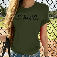 Košulje za žene Ležerne prilike za ispis Bluza Ljetna majica kratkih rukava, Army Green, XXL