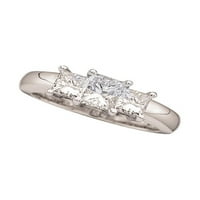 Jewels 14kt Bijelo zlato Žene Princess Diamond 3-kameni svadbeni vjenčani prsten za vjenčanje CTTW