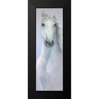 Atelier B Art Studio Crni moderni uokvireni muzej Art Print pod nazivom - Snažni bijeli konj