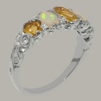 Britanci napravio je 10k bijeli zlatni ženski prsten prirodni citrinski i opalni prsten opcija - veličine