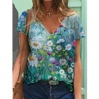 Ženska majica s kratkim rukavima cvjetni ispisani sa labavim ženki za odmor Stil Streetwear Beach Dnevni