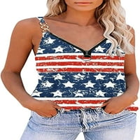 Dabuliu Žene 4. srpnja Tenkovi sa labavim američkim zastava Vintage Crewneck majica bez rukava Patriot