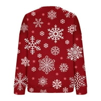 Božićne krajeve za žene za žene modni novost Xmas pahuljica ispisa dugih rukava pulover džempere