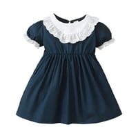 Mjeseci dječje djevojke odjeću mjeseci dojenčad djevojke ljetna haljina kratka rukava plava haljina