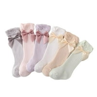 Dječje djevojke Dječje čarape Bowknot Pamučne čarape Prozračne proljetne pad duge cijevi Socks 0- godina