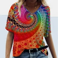 Bicoasu ženski vrhovi ženski okrugli vrat kratki rukav ležerne majice na vrhu tiskane ljetne majice
