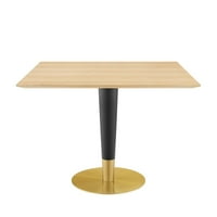Trpezarijski stol, kvadrat, drvo, metalni čelik, zlatni smeđi prirodni, moderan savremeni urbani dizajn,