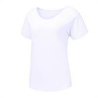Aaimomet Slatki vrhovi za žene Ženske ležerne pamučne i o vrat Majica s majicom majice, bijeli XL