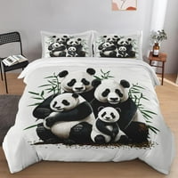 Poklopac prekrivača, životinjska panda porodična posteljina set za djecu i odrasle dekor spavaće sobe,