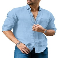 Sherrylily Men Button Up majice Posteljina s dugim rukavima Ležerne prilike pamučne vrhove