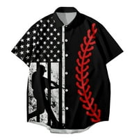 Velike i visoke redovito fit majice za muškarce 4. jula Američki zastava uzorak grafički krajevi trendy