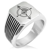 Nehrđajući čelik Sveti geometrijski čelični igla Stripe uzorak uzorak Biker stil polirani prsten