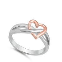 Rose Gold-Tone Heart Infinity Crnot Promise Ring. Sterling srebrni nakit ženski muškarac veličine 7
