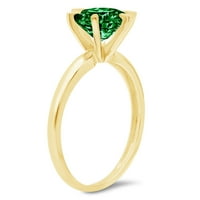 3CT okrugli rez zeleni simulirani smaragd 14k žuti zlatni godišnjički angažman prsten veličine 9