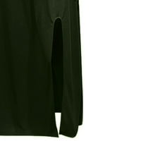 Ljetne haljine za žene plus veličine bez rukava okrugli izreg Čvrsta boja za viljušku u boji crne haljine