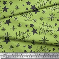Soimoi zelena poliester Crepe tkanina zvijezda i snježne pahulje Tekst Ispis tkanina sa širokim dvorištem