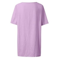 Žene V izrez Top košulje Pulover Puno boje Komforna majica Kratki rukav Labava elegantna haljina košulja