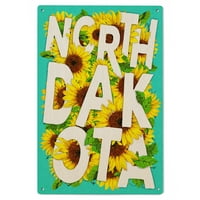Sjeverna Dakota, državni cvjetovi, suncokret tipografija Zidni znak Wood Wood